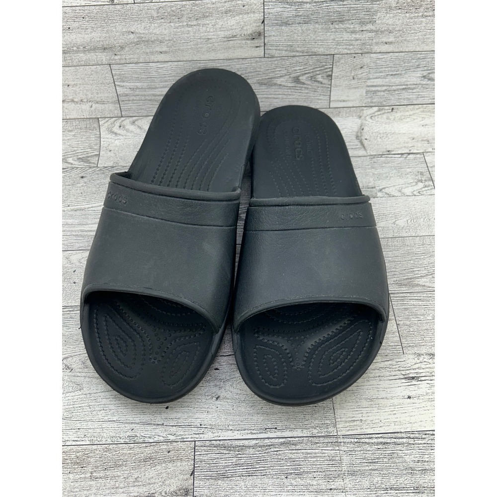 Crocs Mellow Recovery Slides Mens Size 11 Black Slip On Comfort‎ Sandals 208392